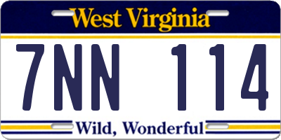 WV license plate 7NN114