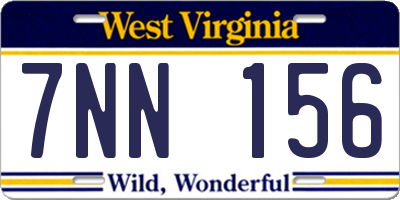 WV license plate 7NN156