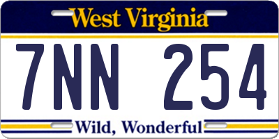 WV license plate 7NN254