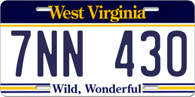 WV license plate 7NN430