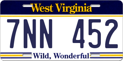 WV license plate 7NN452