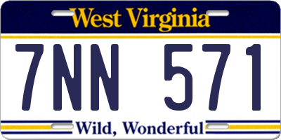 WV license plate 7NN571