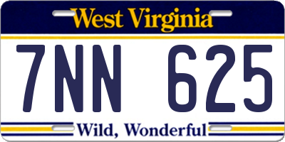 WV license plate 7NN625