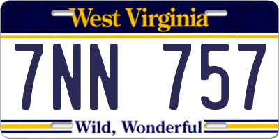 WV license plate 7NN757