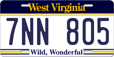 WV license plate 7NN805