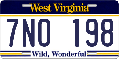 WV license plate 7NO198