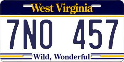 WV license plate 7NO457