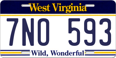 WV license plate 7NO593