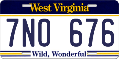 WV license plate 7NO676