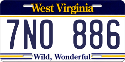WV license plate 7NO886