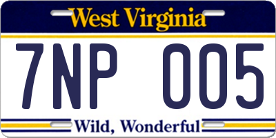 WV license plate 7NP005