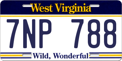 WV license plate 7NP788