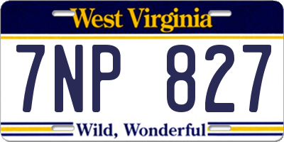 WV license plate 7NP827
