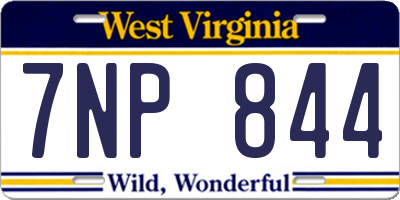 WV license plate 7NP844