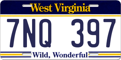 WV license plate 7NQ397