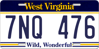 WV license plate 7NQ476