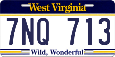 WV license plate 7NQ713