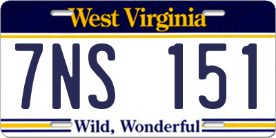 WV license plate 7NS151