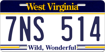 WV license plate 7NS514