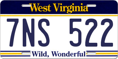 WV license plate 7NS522