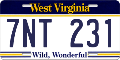 WV license plate 7NT231
