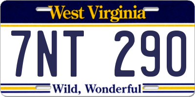WV license plate 7NT290