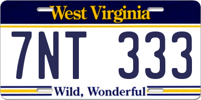 WV license plate 7NT333