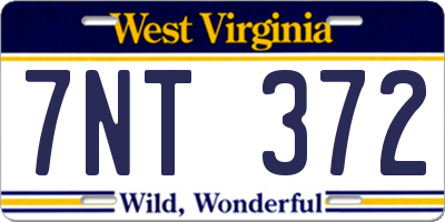 WV license plate 7NT372