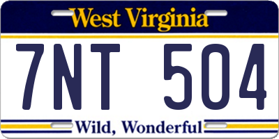 WV license plate 7NT504