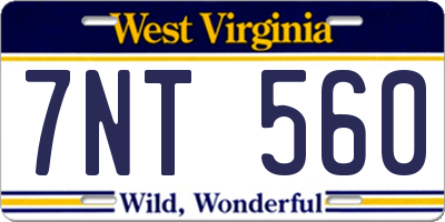 WV license plate 7NT560