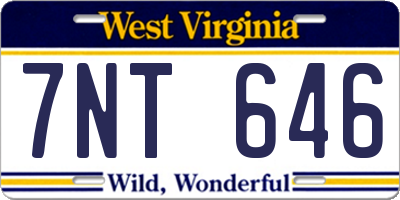 WV license plate 7NT646