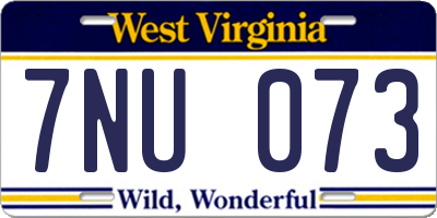 WV license plate 7NU073