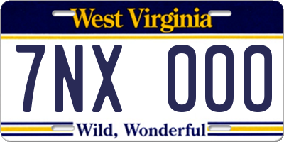 WV license plate 7NX000