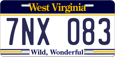 WV license plate 7NX083