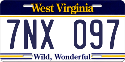 WV license plate 7NX097