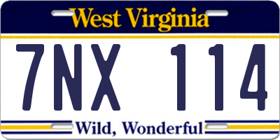 WV license plate 7NX114
