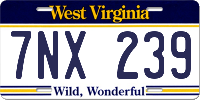 WV license plate 7NX239