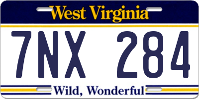 WV license plate 7NX284