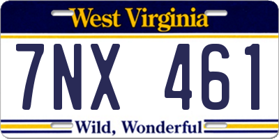 WV license plate 7NX461