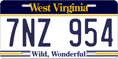WV license plate 7NZ954