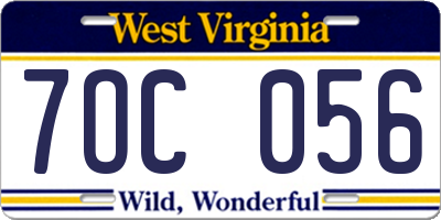WV license plate 7OC056