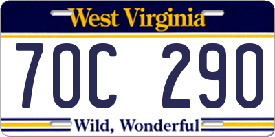 WV license plate 7OC290