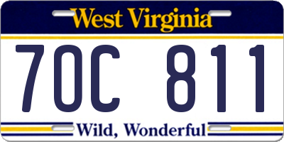 WV license plate 7OC811