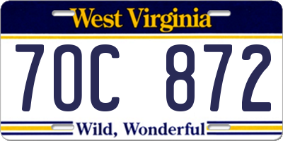 WV license plate 7OC872
