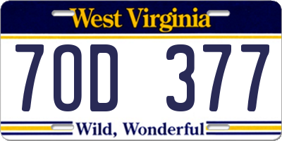 WV license plate 7OD377