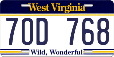 WV license plate 7OD768