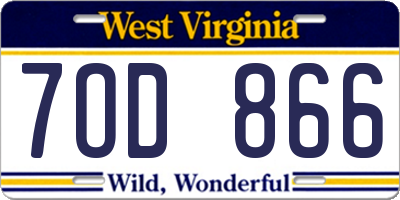 WV license plate 7OD866