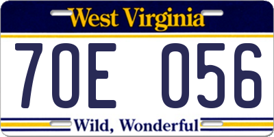 WV license plate 7OE056