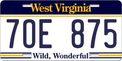 WV license plate 7OE875
