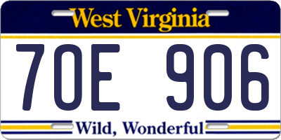 WV license plate 7OE906